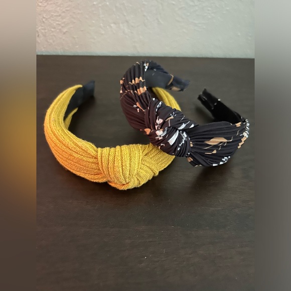 Two knot top headbands. One floral, one yellow. - Picture 2 of 3